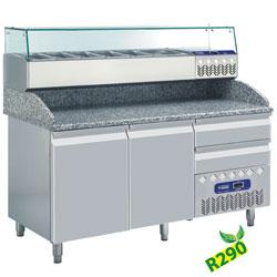 Ensemble table frigorifique TP23/R2 + SY160G/PR2 - Pizza Line PLUS - Dimensions 1600x720(800)x880/940(1475) mm_0