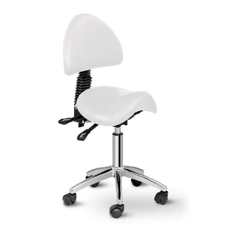 FAUTEUIL CHAISE SIÈGE-SELLE AVEC DOSSIER FER CHROMÉ SYNTHÉTIQUE PVC BLANC 14_0003502_0