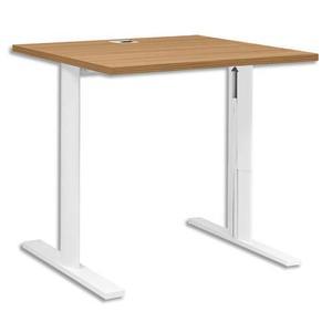 Gautier office bureau pied i ajustable en hauteur yes merisier - dimensions : l80 x h62/85 x p80 cm_0