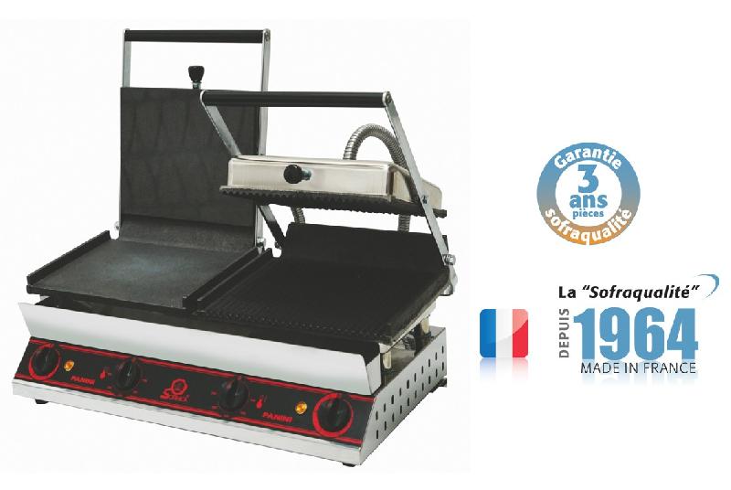 Grills pano double mixte - 1/2 panini et 1/2 nordic - 10314 - électrique 4400W - plaques rainurées_0