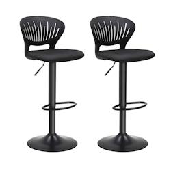 Helloshop26 - Tabourets de bar lot de 2 hauteur réglable assise rembourrée dossier en forme de couronne tissu respirant pivotant 12_0002450 - 300083_0