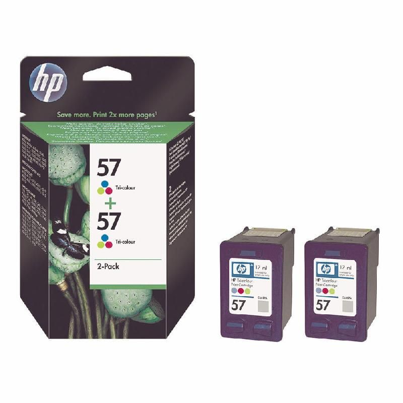 HEWLETT PACKARD CARTOUCHE D'ENCRE 57 (C9503AE) - PACK DE 2 - COULEUR: TRICOLORE (LOT DE 2 CARTOUCHES)