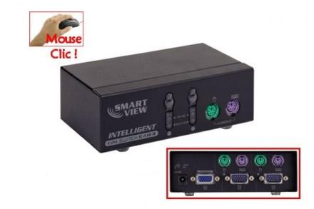 KVM CLICK - Contrôle 2 ordinateurs - Clavier, écran et souris - Multi-plateforme - Résolution 1920x1440_0