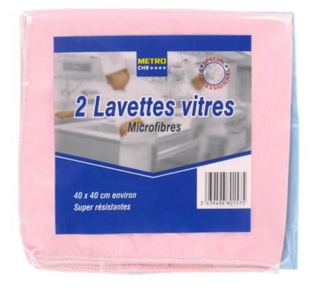 LAVETTE MICOFIBRES POUR VITRES 40 X 40 CM (VENDU PAR 2)