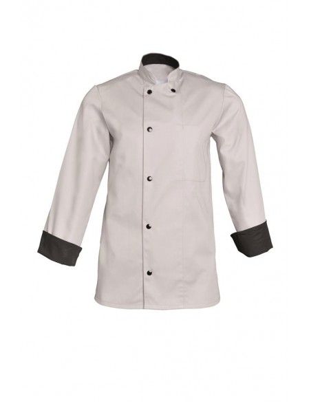 Mathisml50 - Veste de cuisine SNV - Manches longues, pressions noires, poly/coton 195 grs_0