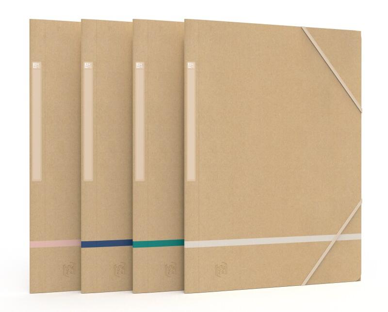 Oxford Lot de 20 Chemise 3 rabats à élastique Touareg A4, en carte coloris kraft bande col. Assorties (4) - 3045050438332_0