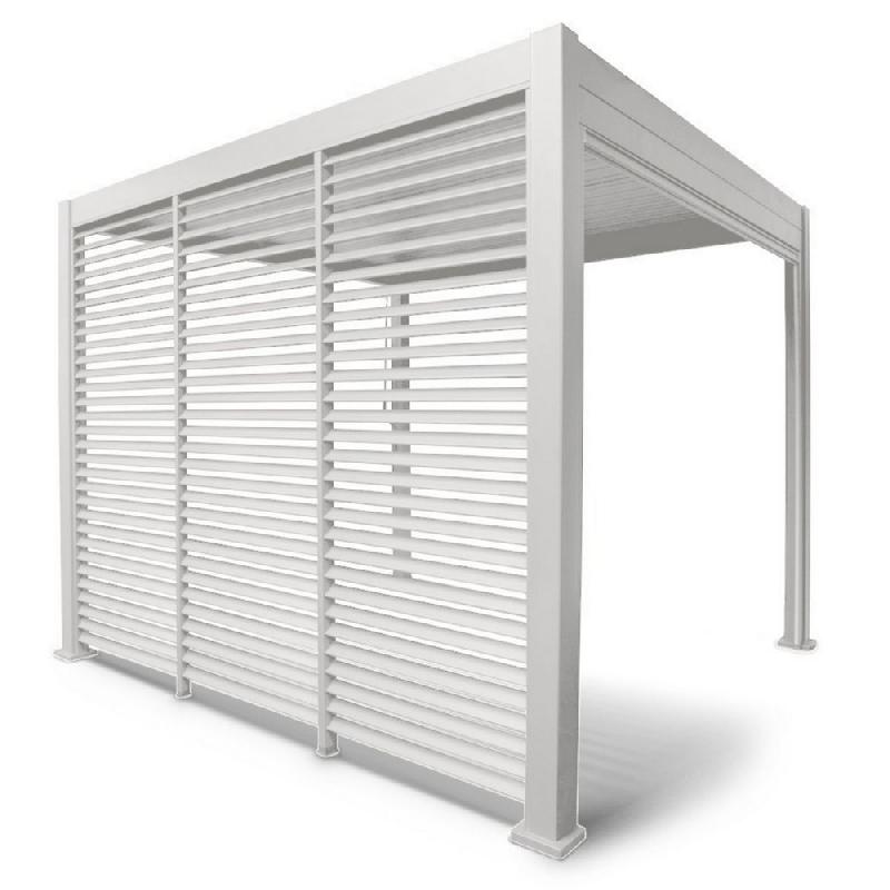 Panneau brise-vue latéral à ventelles 1 m - pour pergola bioclimatique Ombrea - couleur blanc_0