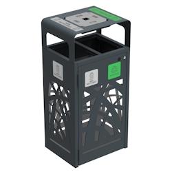 Rossignol - Corbeille 2x60L anti-nuisible vigipirate avec cendrier 1,5L CYBEL - anthracite - noir acier 59352_0