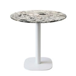 Restootab - Table Ø70cm - modèle Round pied blanc terrazzo cepp - gris fonte 3760371519415_0