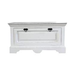 SIT Möbel Meuble à chaussures en manguier | 1 porte abattante | Blanc antique | L 85 x P 40 x H 45 cm - blanc multi-matériau 06958-10_0