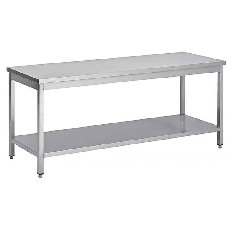 Table soudée bords droits, centrale+ étagère , P 700 mm (Longueur, mm: 2000 Réf-F-STCE207-1)_0