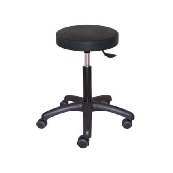 Tabouret bas à roulettes - réglable de 470 à 600 mm - assise rembourrée en mousse de polyuréthane - Noir - Rolléco_0