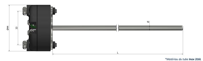 Thermocouple avec tête de raccordement interchangeable - transmetteur TI02 - types K, N, J, T, E, R, S, B_0