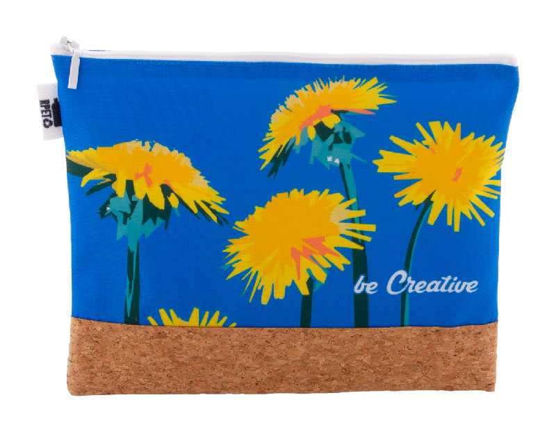 Trousse de maquillage personnalisée - polyester RPET 600D et liège naturel - impression sublimation_0