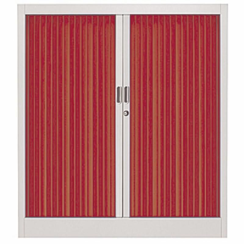 ARMOIRE MÉTAL CLASSTOUT COLOR - A RIDEAUX - L. 90 X H. 100 CM - CORPS ALUMINIUM  - RIDEAUX ROUGE