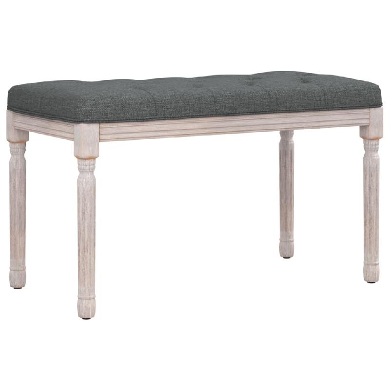 Banc banquette 80 x 40 x 49 cm - Tissu gris foncé - Style vintage français avec dessus capitonné_0