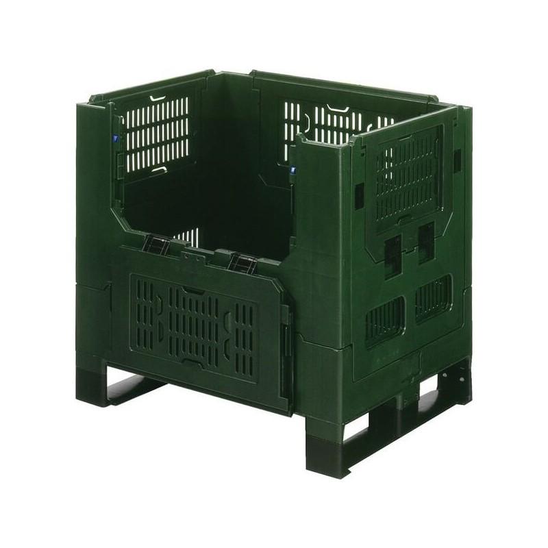 Caisse-palette pliable Allibert 800 x 600 - charge lourde - abattant sur grands côtés_0