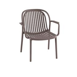 Chaise de terrasse empilable Julie - polypropylène taupe - France Mobilier CHR - résistante UV et humidité_0