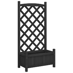 Helloshop26 - Jardinière bac lit surélevé plantes fleurs terrasse jardin avec treillis bois massif de sapin noir 02_0038334 - 3000214211299_0
