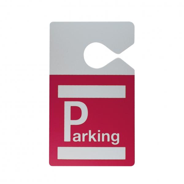 IDS75 - Badge parking pour véhicule avec accroche rétroviseur rouge (186 C) - zones personnalisables_0