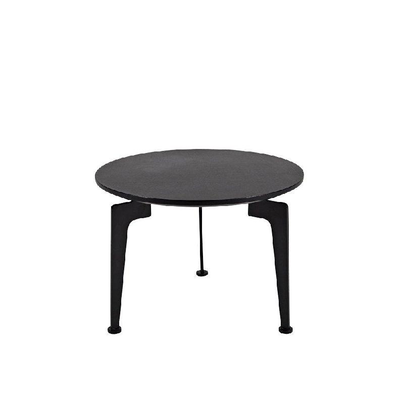 INNOVATION LIVING - Table basse design scandinave LASER taille M noire - Plateau MDF plaqué chêne noir et piètement en chêne teinté noir_0