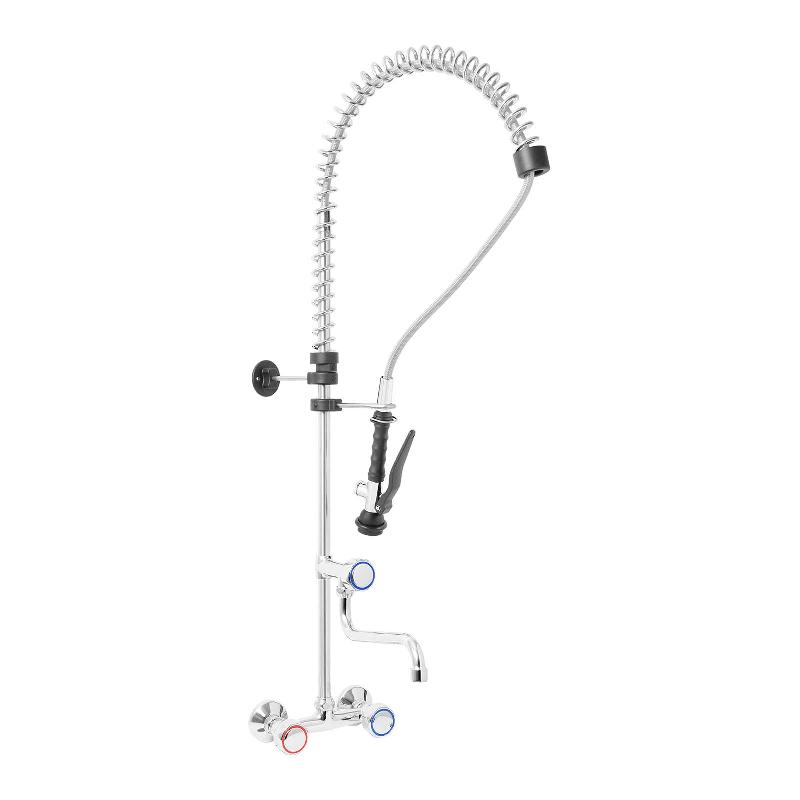 Robinet douchette 2 trous en laiton et inox - Flexible 1000 mm - Bec orientable 220 mm - Manettes rondes_0