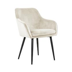 SalesFever Chaise de salle à manger | avec couture arrière | Velours | L 61 x P 60 x H 85 cm | crème - beige multi-matériau 396094_0