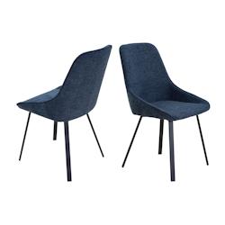 SalesFever Chaises de salle à manger|Ensemble 2|Revêtement tissu texturé aspect coton|Structure métallique à 4 pieds|L51xP47xH87cm|bleu foncé–_0