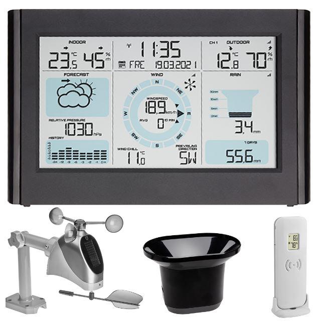 Station météo lcd - thermomètre int./ext. / hygromètre int./ext. / anémomètre / girouette / pluviomètre / baromètre #3561t_0