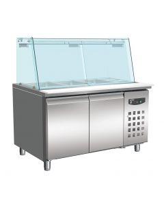 Table réfrigérée professionnelle - 2 portes vitrées - 3x GN 1/1 + 3x GN 1/6 - Réf. 7950.0422_0
