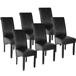 Tectake Lot de 6 chaises aspect cuir - noir -403495 - noir matière synthétique 403495_0