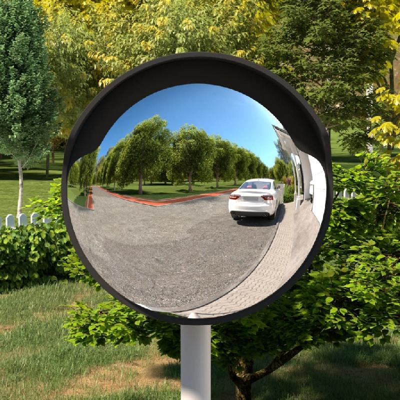 Vidaxl miroir de traffic convexe d'extérieur noir ø45 cm polycarbonate 153079_0