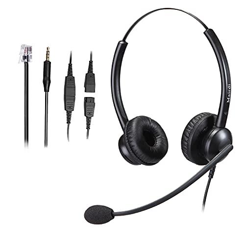 MAIRDI CASQUE TÉLÉPHONIQUE FIXE STEREO RJ9 AVEC MICRO ANTIBRUIT POUR C_0