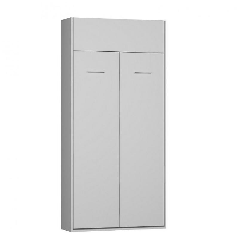 Armoire lit escamotable Dynamo blanc mat - ouverture assistée - couchage 90x200 cm - ultra plate_0