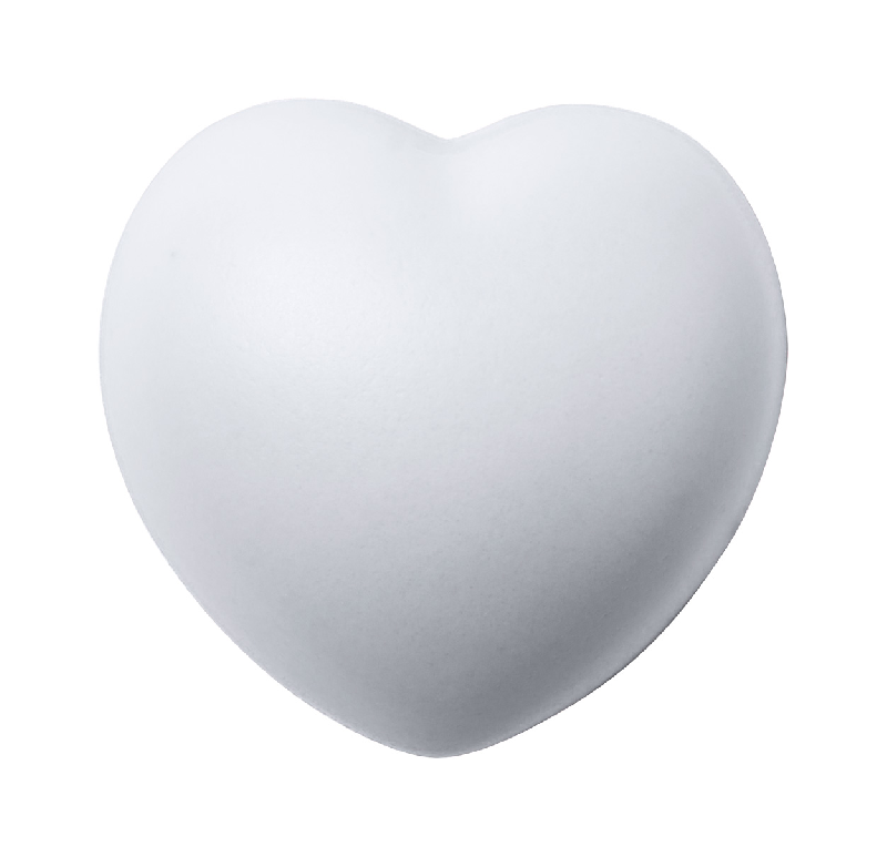 Balle anti-stress en forme de cœur - mousse PU - couleur blanche - 19g_0