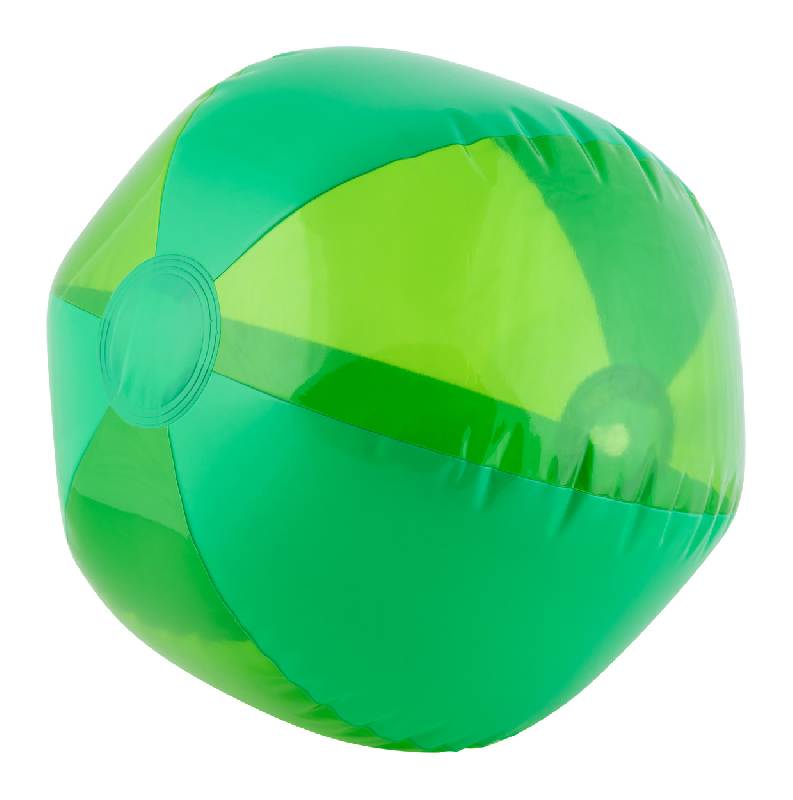 Ballon de plage - PVC - 6 panneaux mats et translucides - diamètre 26 cm - couleur verte_0
