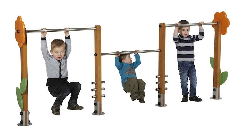 Barres fixes - Modules d'équilibre pour enfants de 24 mois à 12 ans - Potteaux verticaux et inclinés - Dimensions et références incluses_0