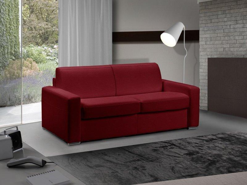 Canapé lit MASTER convertible express 160 cm - 3-4 places - cuir bordeaux - matelas 18 cm inclus_0