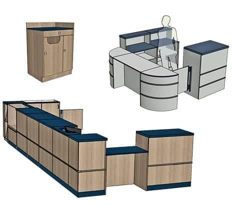 Comptoirs d'accueil en bois sur mesure - Finitions variées et intégration d'accessoires_0