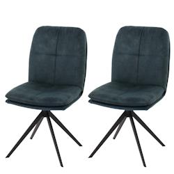 Décoshop26 - Lot de 2 chaises de salle à manger pivote à 180° cadre trépied en métal assise en tissu bleu 04_0007398 - bleu 3000262103690_0
