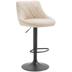 Décoshop26 - Tabouret de bar en synthétique crème pivotant avec repose-pieds métal noir coutures décoratives TDB10582 - noir 3000413669600_0