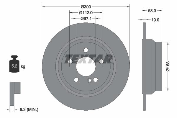 Disque de frein Textar 92115403 - plein - boîte de 1 disque_0