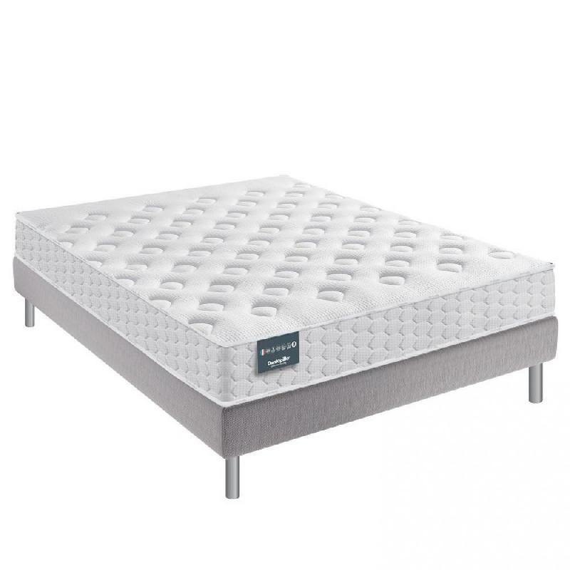 ENSEMBLE DUNLOPILLO 140*200 CM EUGEN 21 CM MATELAS MÉMOIRE DE FORME SOMMIER DÉCO JEU DE 4 PIEDS GRIS_0