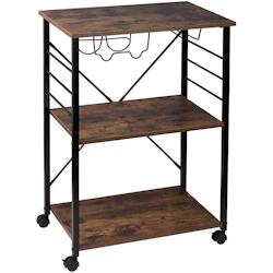 HELLOSHOP26 - Chariot de cuisine chariot roulant rétro avec casier à vin porte-verre étagère de cuisine desserte de cuisine 86 cm 19_0000053 - 19__0