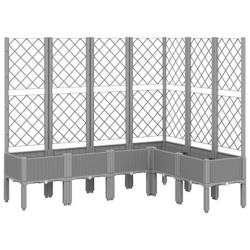 Helloshop26 - Jardinière bac lit surélevé plantes fleurs terrasse jardin avec treillis clair 160 x 120 x 142 cm PP gris 02_0038347 - 3000214181639_0