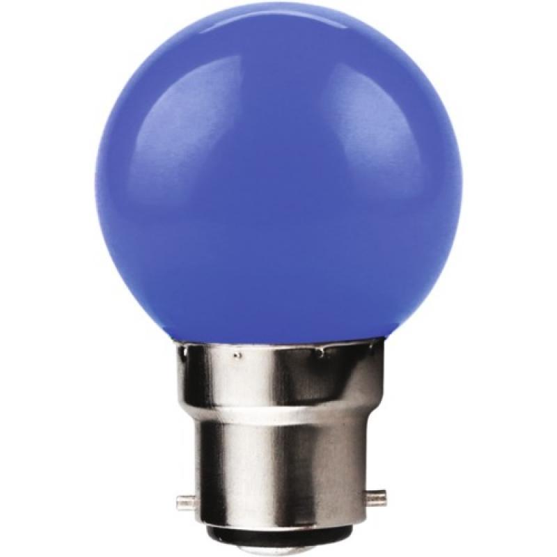 Lampe led sphérique b22 1 w dépolie bleue_0