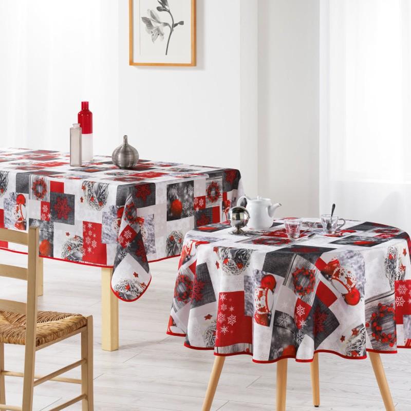 Nappe rectangulaire imprimée floconette 150x240cm rouge