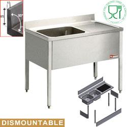 Plonge 1 cuve avec égouttoir à droite - Acier inox AISI 304/441 - Dimensions L1210D/6-KD_0
