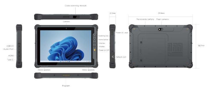 Tablette PC durcie avec écran 10,1 pouces IPS - Windows 11 - StrongPad - WR18N - IP65 / 4G/5G pour interventions terrain_1