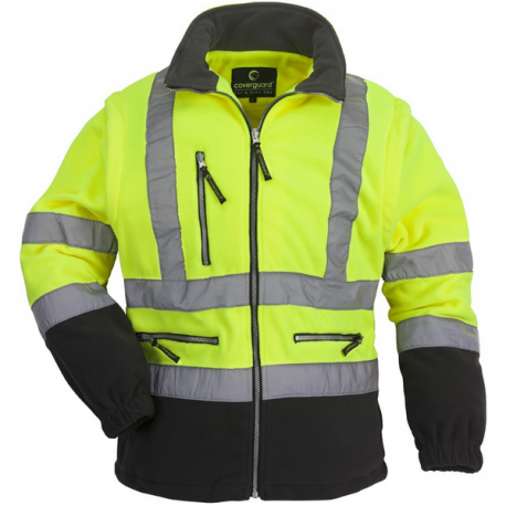 Veste polaire STATION Hi-Viz - jaune / marine - manches amovibles - Coverguard | 7PSTYS_0